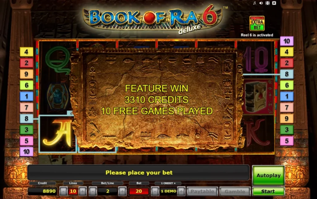 Book of Ra 6 Deluxe: bónusz nyeremény – 3310 kredit