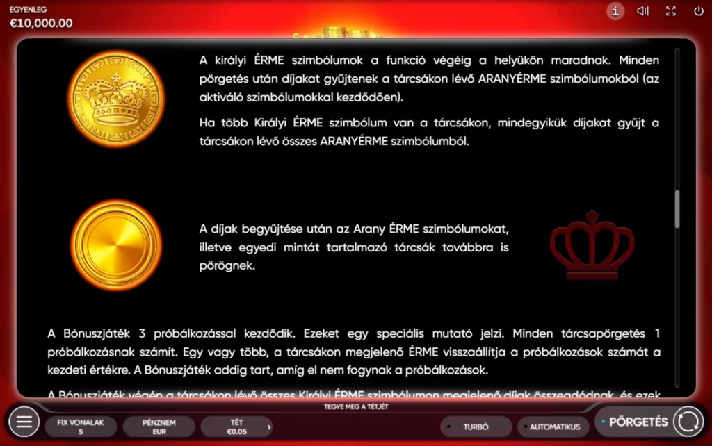 Crown Coins: érmegyűjtő bónusz mechanika