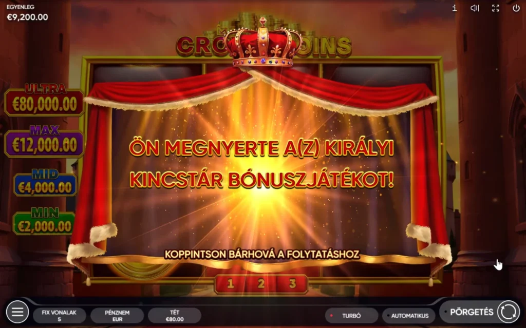 Crown Coins: Királyi Kincstár bónusz indul