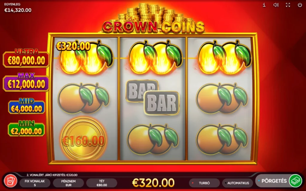 Crown Coins: vonalnyeremény narancs szimbólum