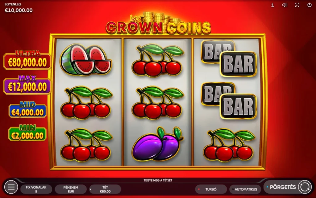 Crown Coins: teszt kezdő egyenleg ezer