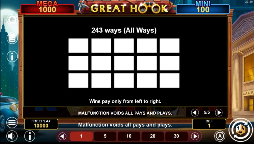 Great Hook 243 nyerővonal minden irányban