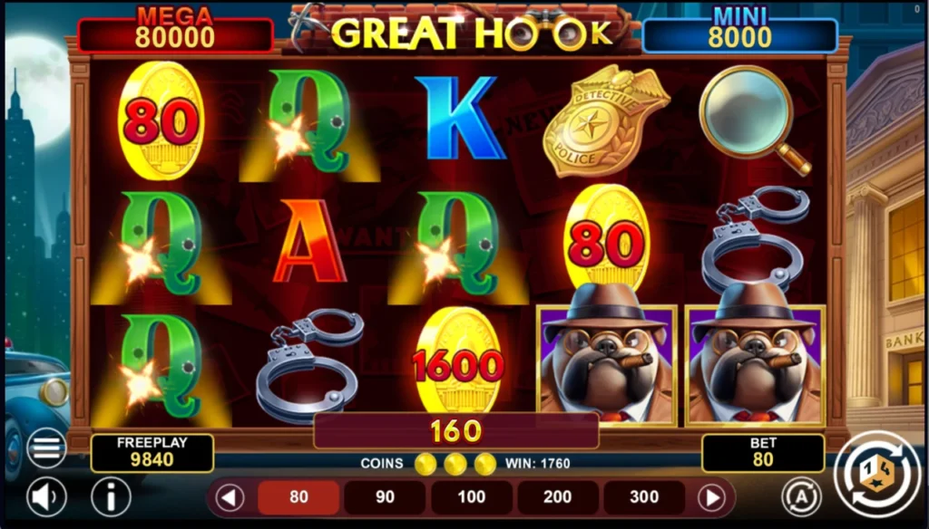 Great Hook bónusz három érme harmincegyedik pörgetés