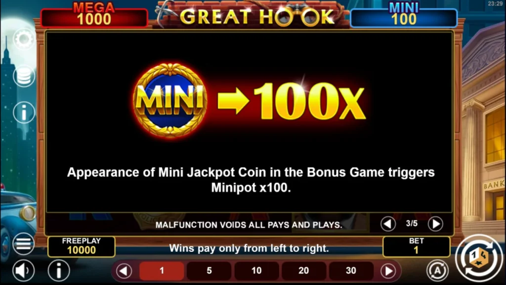 Great Hook mini jackpot érme százszoros nyeremény