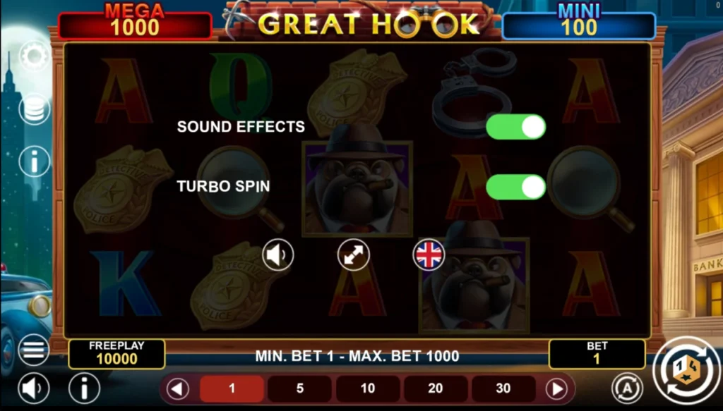 Great Hook beállítások hangeffekt turbó pörgetés