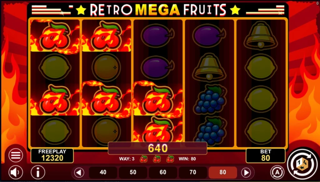 Retro Mega Fruits: cseresznye nyeremény tizennegyedik pörgetés