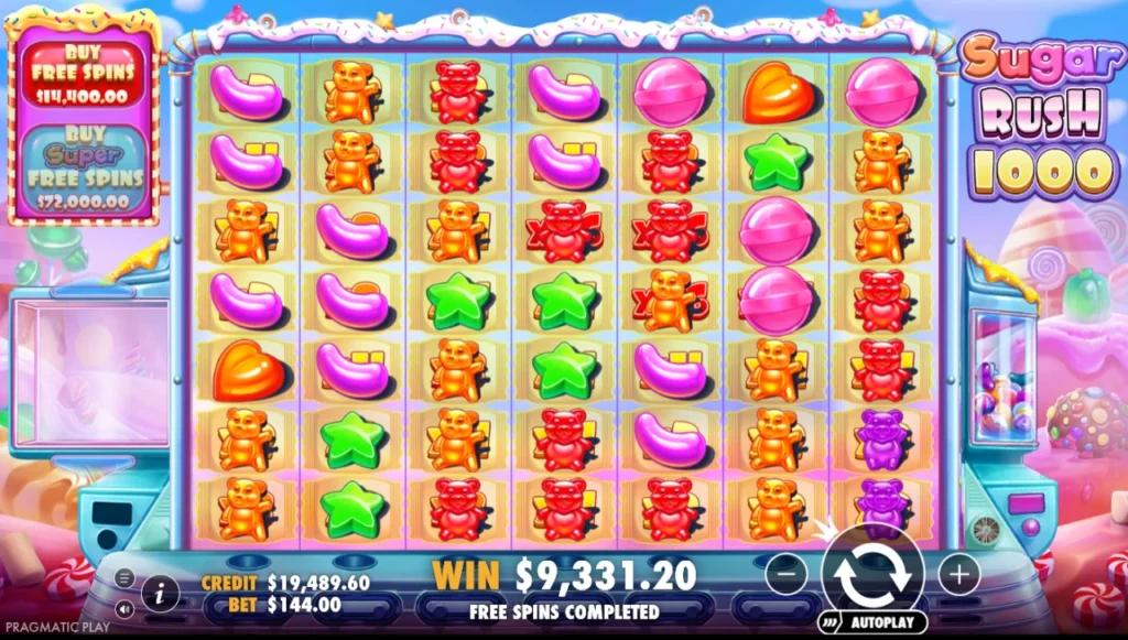 Sugar Rush 1000: teszt végeredmény cellaszorzók a mezőn