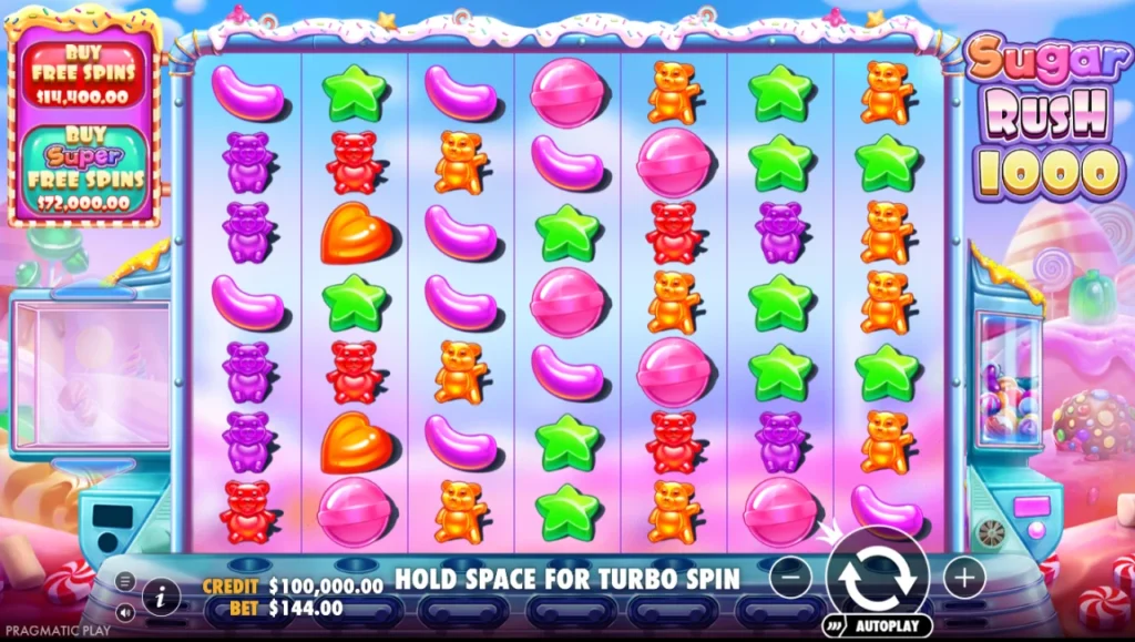 Sugar Rush 1000: teszt kezdő egyenleg százezer kredit