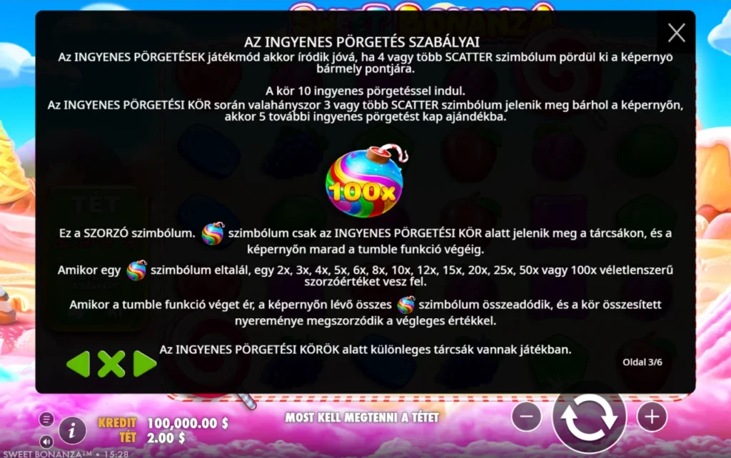 Sweet Bonanza: ingyenpörgetés szorzó cukorkabomba