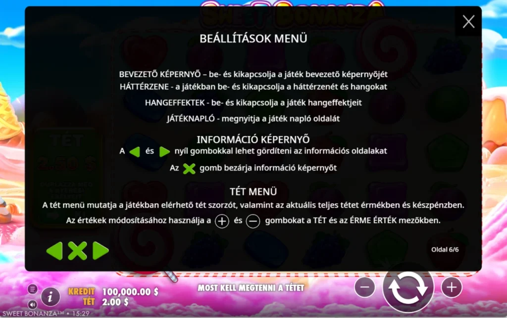 Sweet Bonanza: általános szabályok nyeremény