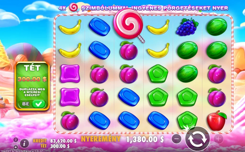Sweet Bonanza: kis vonalnyeremény bónusz nélkül