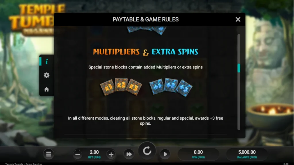 Temple Tumble Megaways: szorzók és extra pörgetések