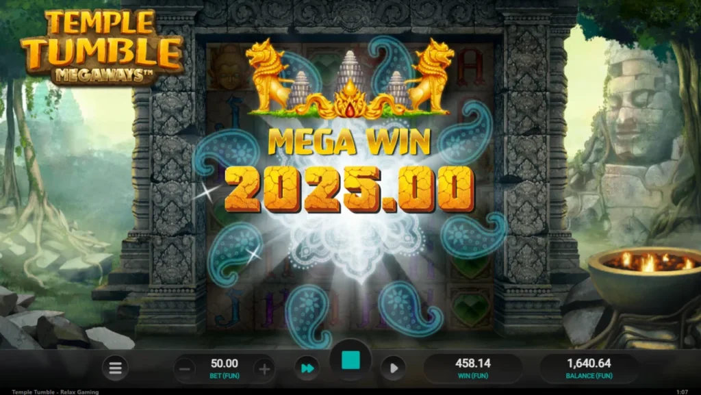 Temple Tumble Megaways: szabadjáték mega nyeremény eredmény
