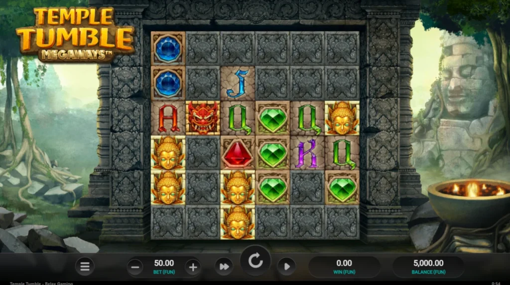 Temple Tumble Megaways: teszt kezdő egyenleg ötezer kredit