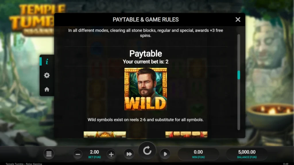 Temple Tumble Megaways: wild felfedező szimbólum