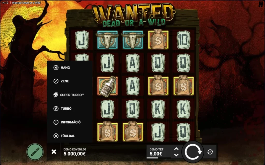 Wanted Dead or a Wild: beállítások Turbó Super Turbó