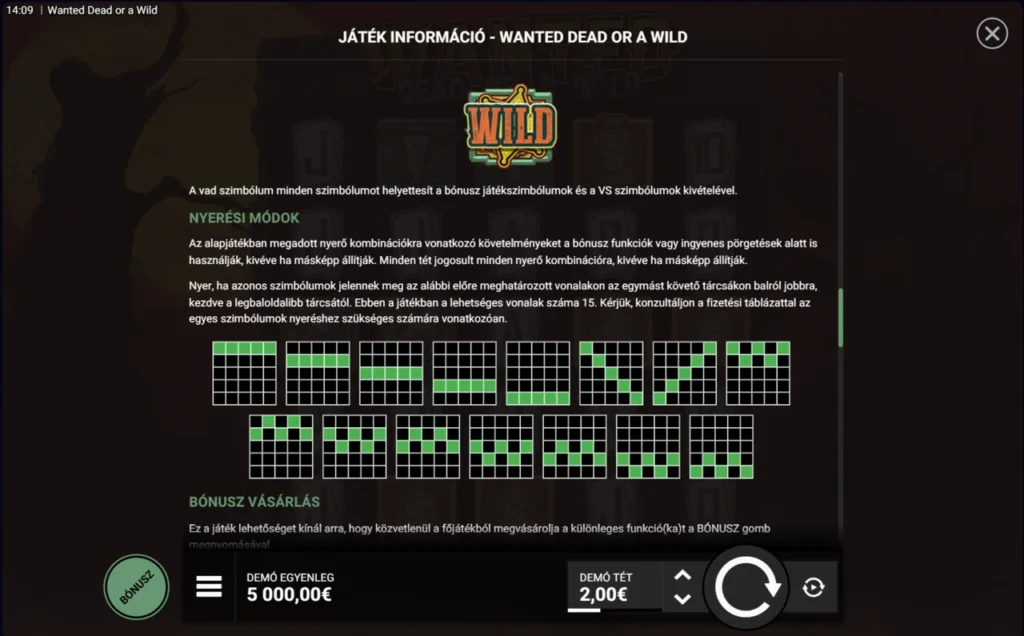 Wanted Dead or a Wild: WILD tizenöt fizetővonal