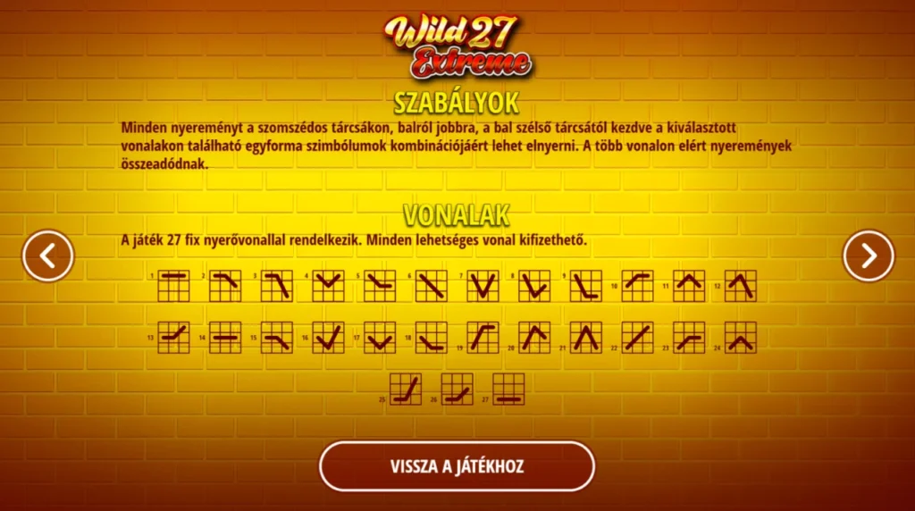 Wild 27 Extreme: huszonhét fix nyerővonal szabály