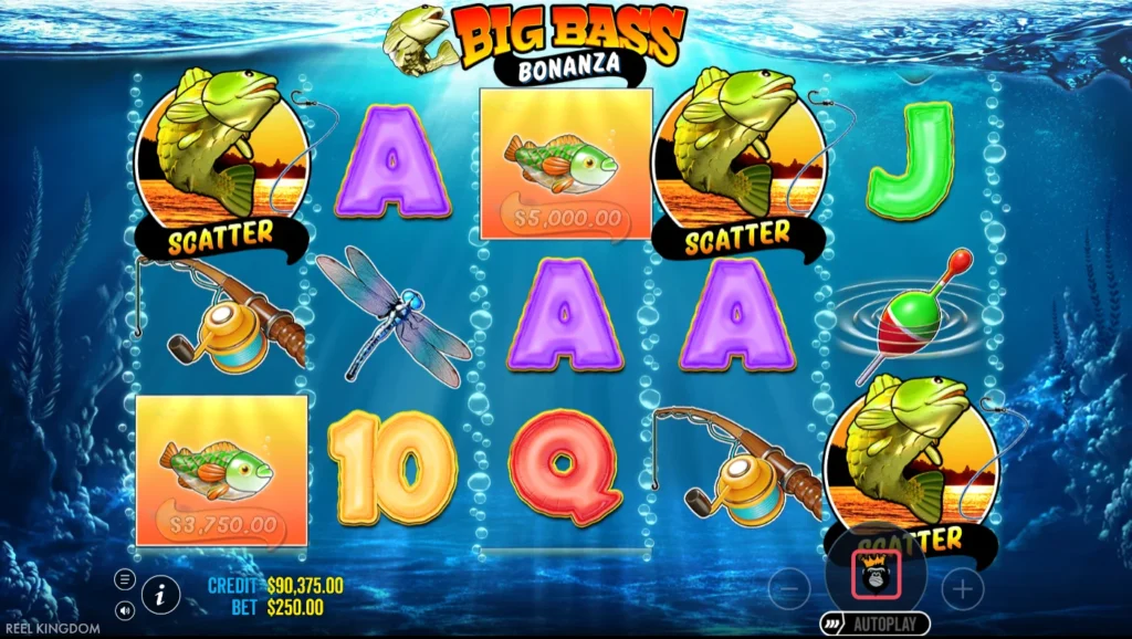 Big Bass Bonanza: három scatter a 104. körben – jön az első bónusz