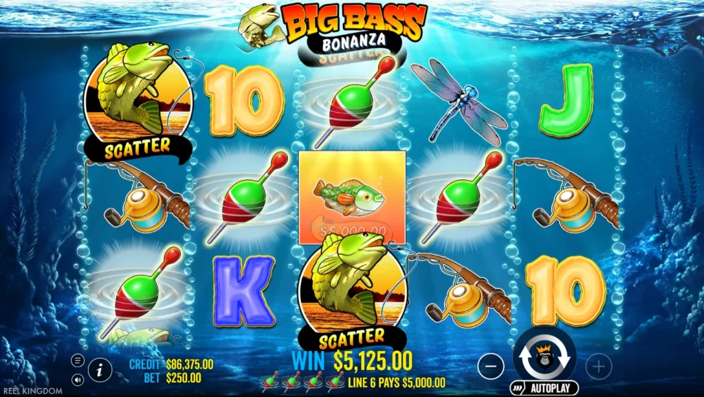 Big Bass Bonanza: négy úszó a 6. vonalon – 5 000 kredit a 189. körben