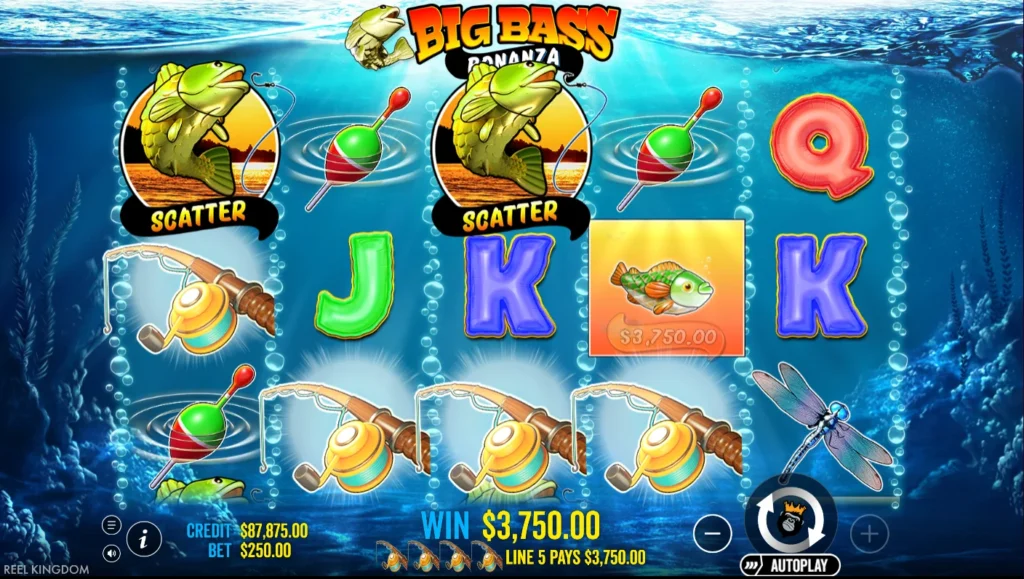 Big Bass Bonanza: négy horgászbot 3 750 kreditért a 228. körben