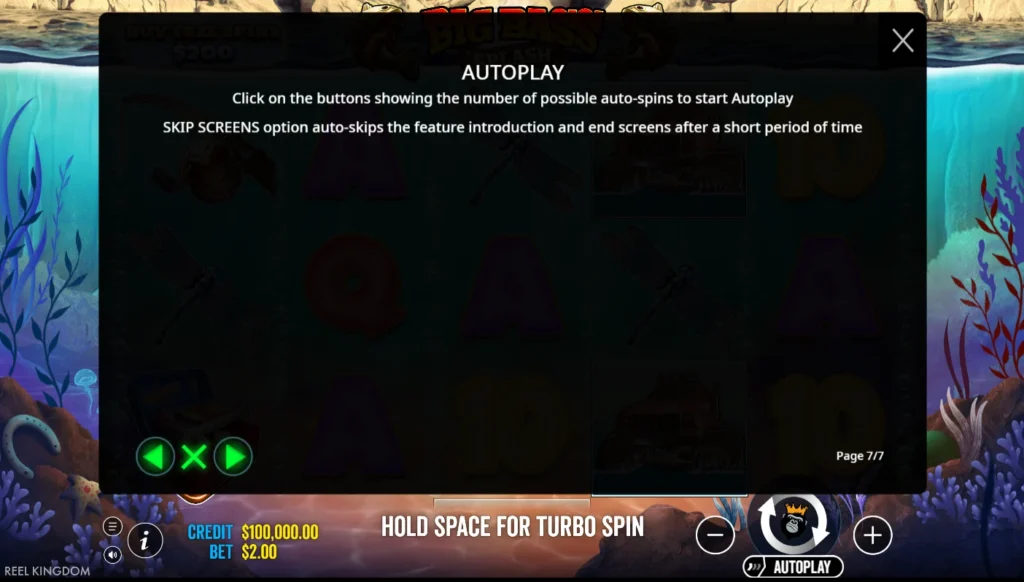 Big Bass Splash: autoplay beállítások és a képernyők átugrása