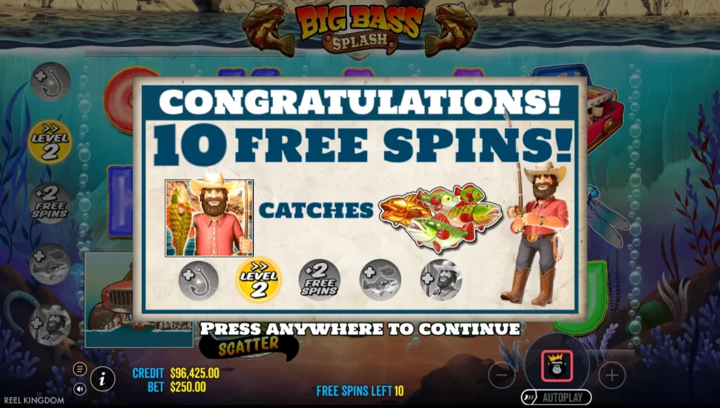 Big Bass Splash: a horgász Level 2 módosítót fog ki a második bónusz előtt