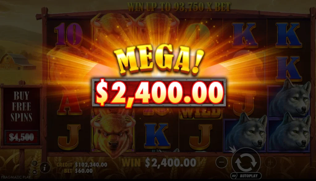 Buffalo King: mega win 2 400 kredit rögtön az első pörgetésen