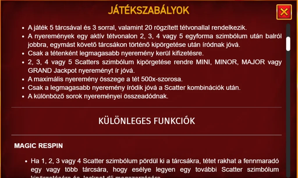Hot Slot 777 Rubies: játékszabályok öt tárcsán