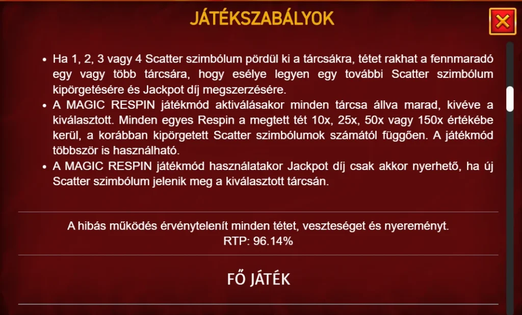 Hot Slot 777 Rubies: RTP 96,14 százalék a szabályokban