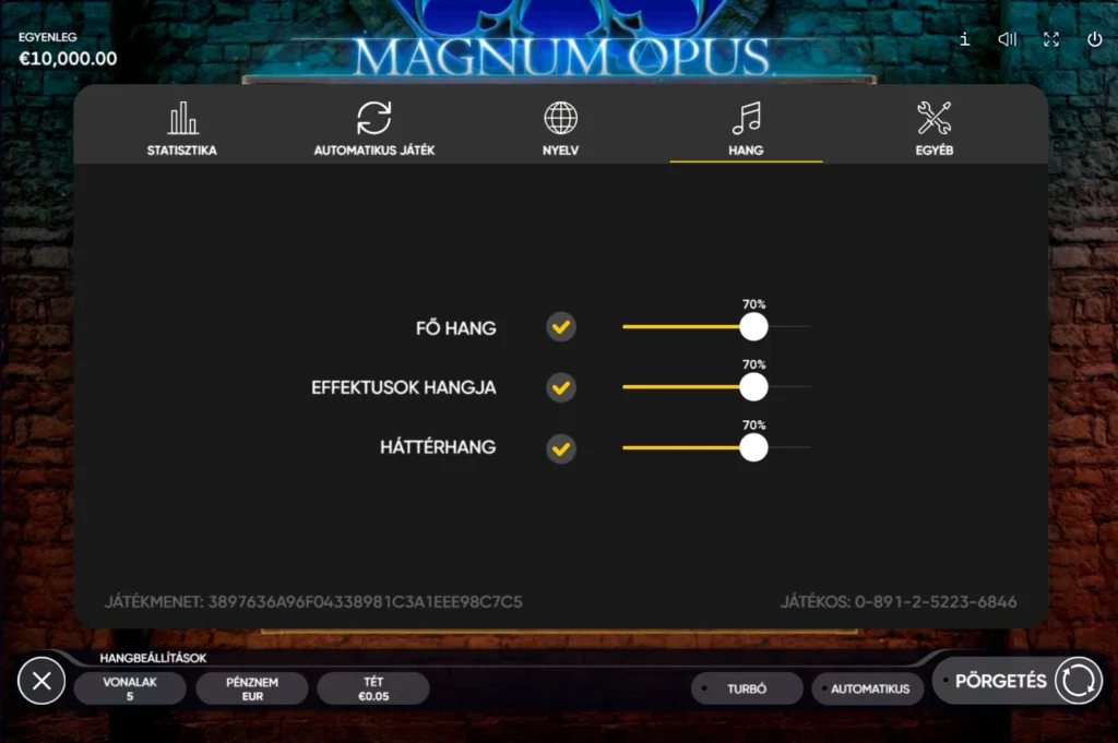 Magnum Opus: három külön hangcsúszka a beállításokban
