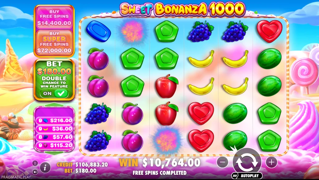Sweet Bonanza 1000: teszt vége, 106 883,20 kredit