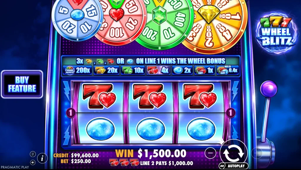777 Wheel Blitz: rubinhármas és opálhármas a 27. körben – 1 500 kredit