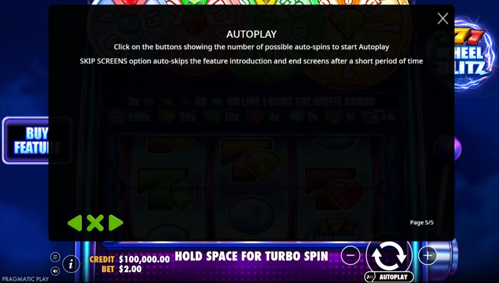 777 Wheel Blitz: automatikus pörgetés beállításai