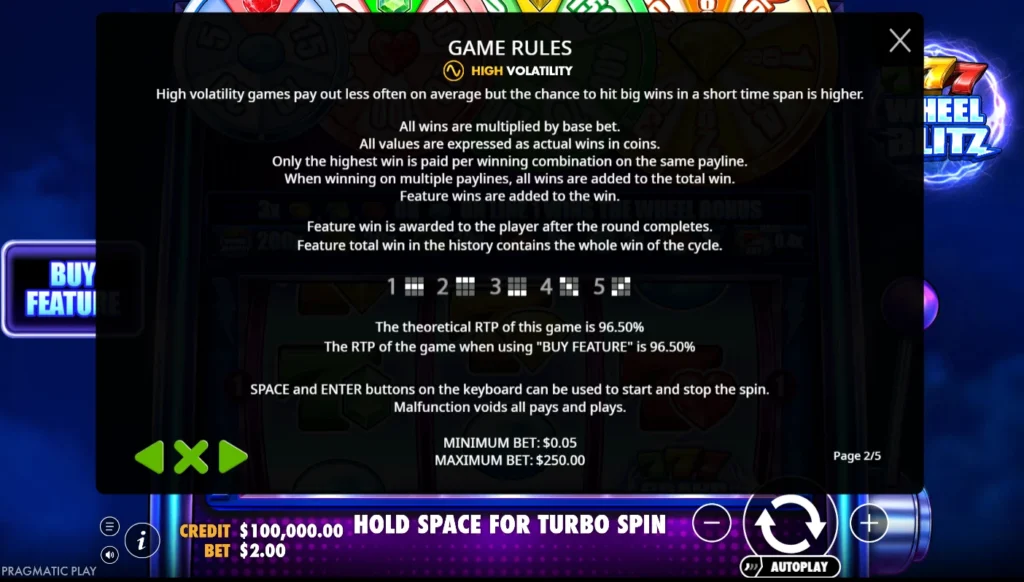 777 Wheel Blitz: 96,50 százalékos RTP és magas ingadozás