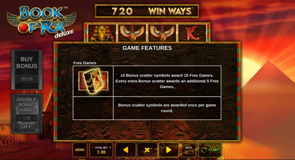 Book of Ra deluxe Win Ways: három scatter tíz ingyenkört ad, minden további ötöt