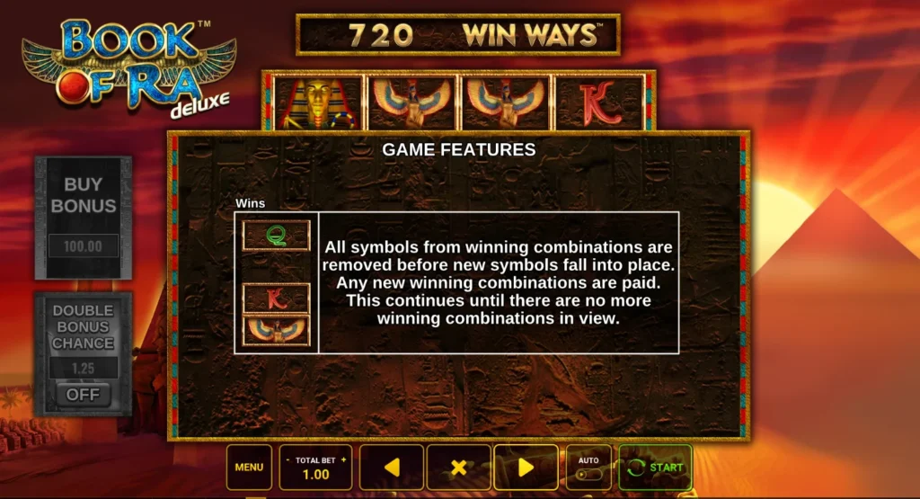 Book of Ra deluxe Win Ways: a nyertes jelek eltűnnek, felülről új érkezik