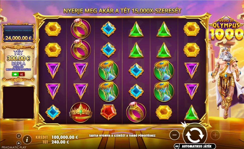 Gates of Olympus 1000: a teszt indulása 100 000 kredittel és 240-es téttel